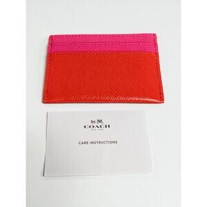 Coach Colorblock Leather Card Holder – Red & Pink